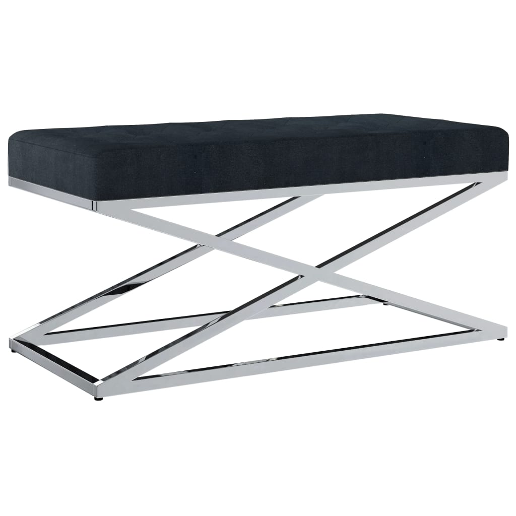 Bancheta intrare, vidaXL, Catifea/Otel inoxidabil, 97 x 44 x 46 cm, Negru