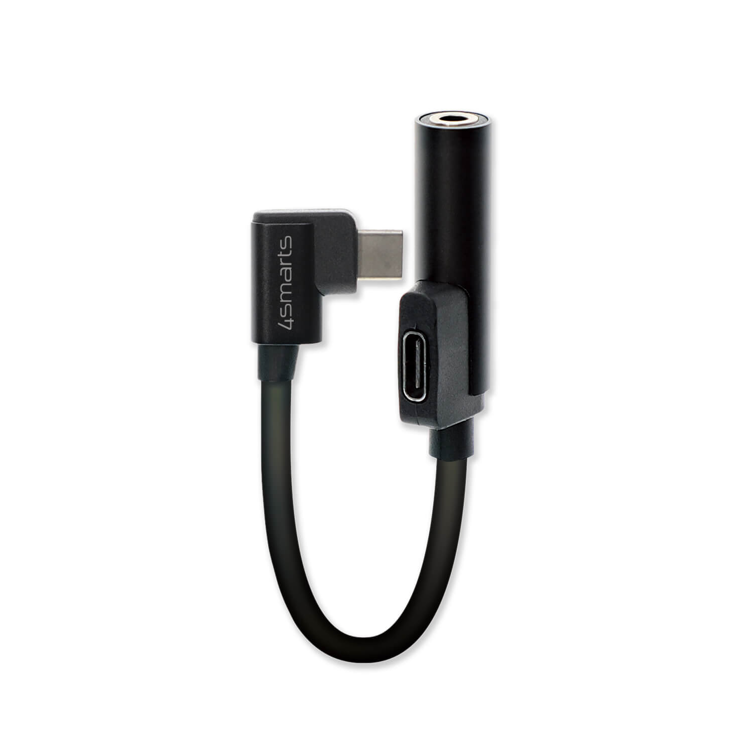 Adaptor pasiv USB-C la USB-C si 3,5 mm jack audio, 4smarts SoundSplit Passive, negru