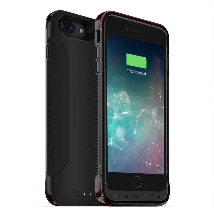 Mophie Juice Pack Flex Battery Case - удароустойчив кейс с вградена батерия 2420mAh за iPhone 8 Plus, iPhone 7 Plus (черен)