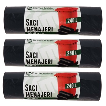 Pachet 3 role saci menajeri, Thomas Maister, 240 l, 10 saci/rola Pachet 3 role saci menajeri, Thomas Maister, 240 l, 10 saci/rola