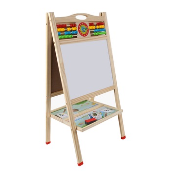 Tabla de scris din lemn, magnetica, educativa, cu doua fete, numaratoare, ceas si suport, 90x45 cm, L15-7 Tabla de scris din lemn, magnetica, educativa, cu doua fete, numaratoare, ceas si suport, 90x45 cm, L15-7