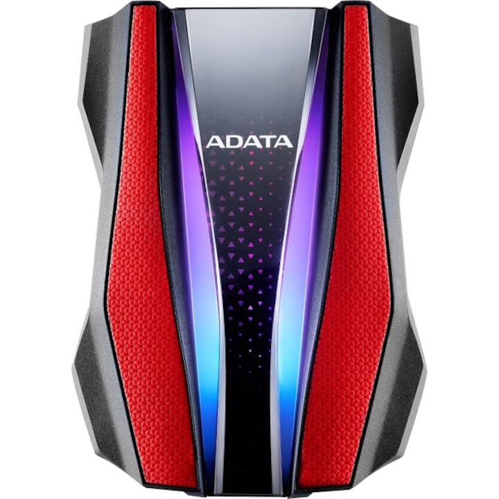 ADATA Durable HD770G Külső HDD, 2TB, RGB, 2.5", USB 3.2 Gen 1, Piros