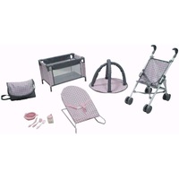 Set Complet Carut , Patut ,Loc de Joaca , Leagan si Accesorii pentru Papusi - My Baby Travelling Set - Ambalaj 60 x 31 CM
