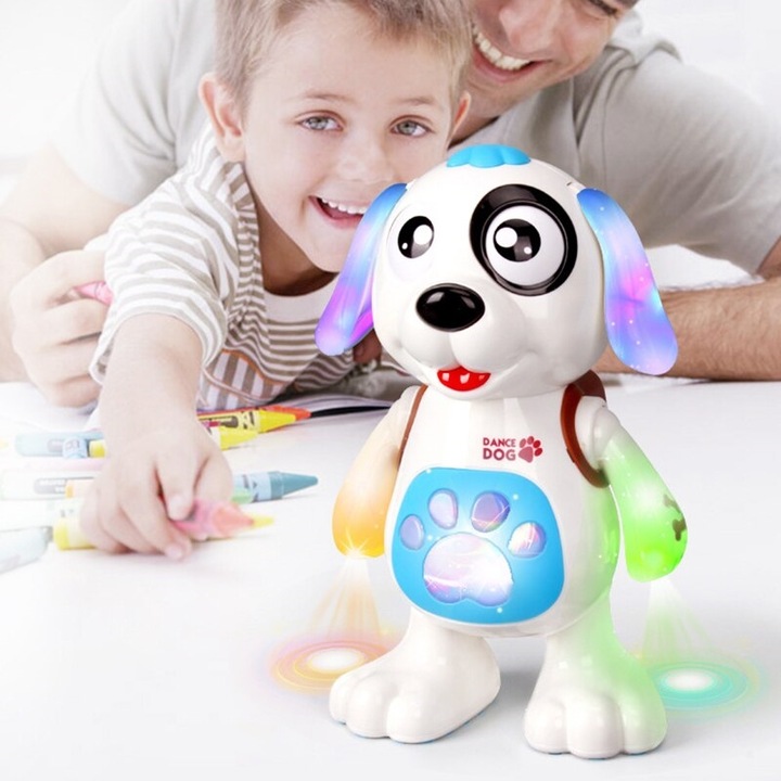 Роботизирана музикална играчка YIJUN, Куче с 4D светлини, Лае, Музика