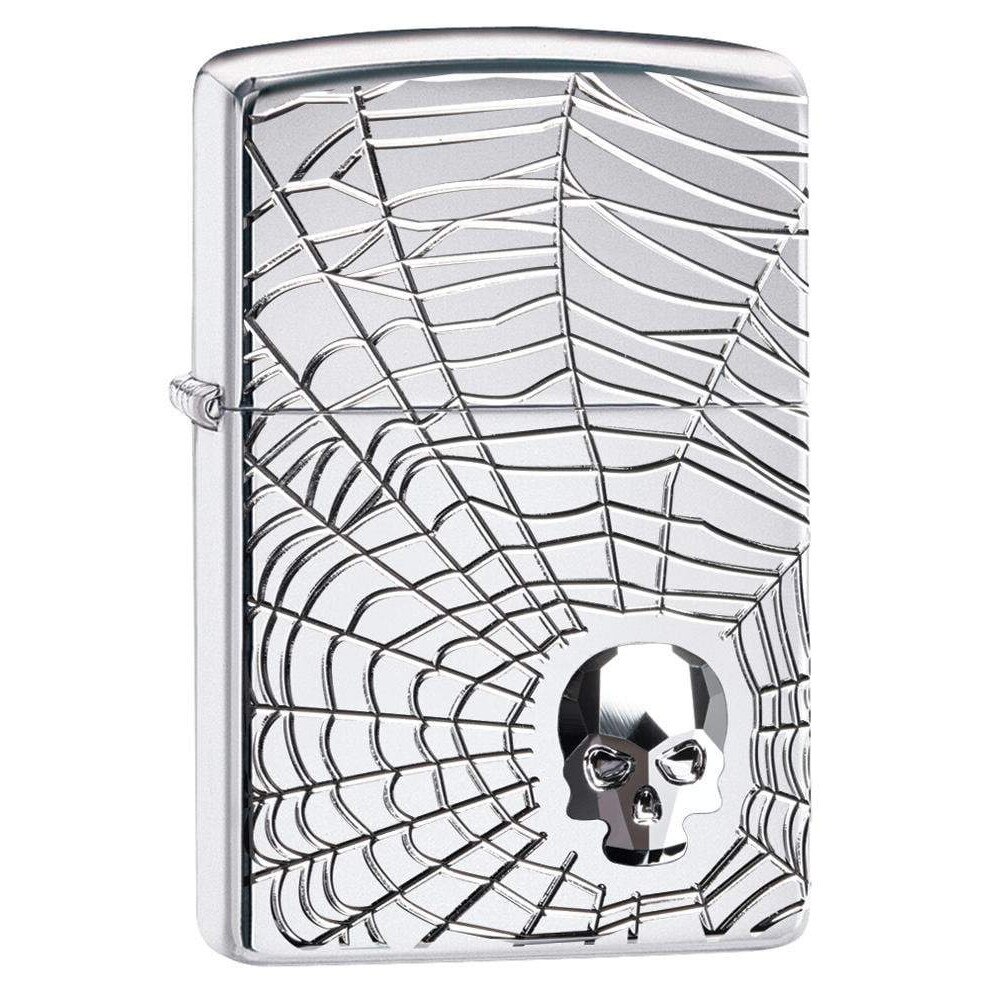 Bricheta Zippo Spider Web Skull Emblem 29931
