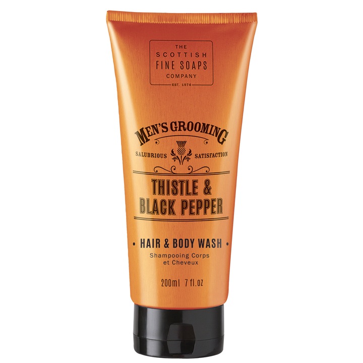 Шампоан за коса и тяло Scottish Fine Soaps Трън и Пипер за мъже, 200ml