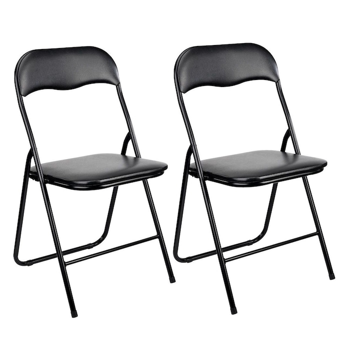 Комплект сгъваеми столове Grunberg Z28, 2 броя, Черен