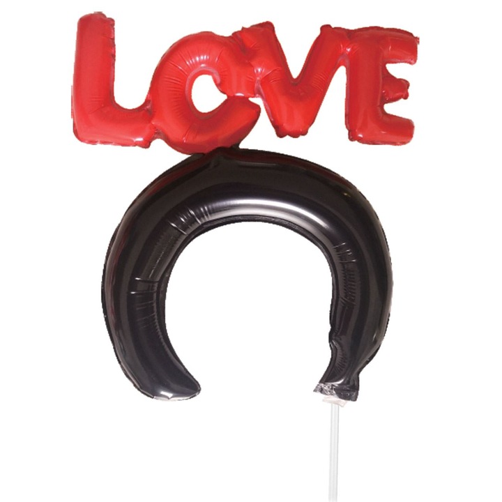 Fekete lufi piros szöveggel Love 23x28 cm