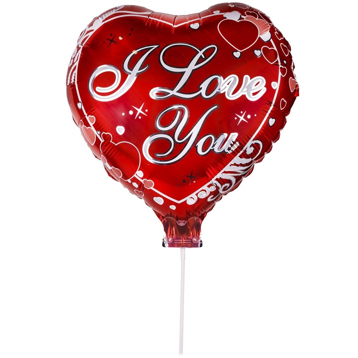 Szív alakú léggömb, "I love You" szöveggel, piros, 50x46 cm