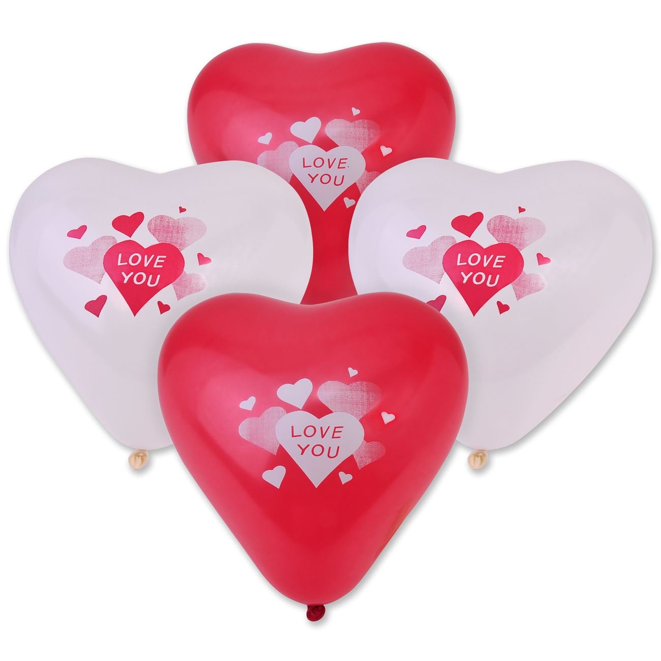 Set 20 Baloane in forma de inima, rosii si albe, 30cm