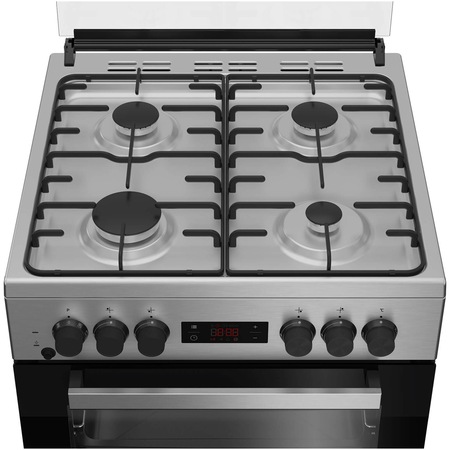 Aragaz Beko FSM62320TXD, 4 arzatoare, Mixt, 72 L, Aprindere electrica, SteamShine Cleaning, Clasa A, 60 cm, Inox