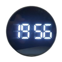 Ceas digital de masa,termometru,functie 12/24 h,rotund,oglinda,led alb