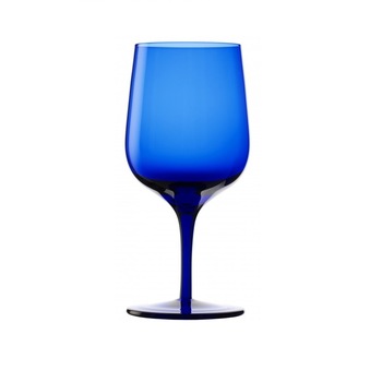 Set 6 pahare apa cu picior 340 ml, Stolzle, albastru, linia Grandezza