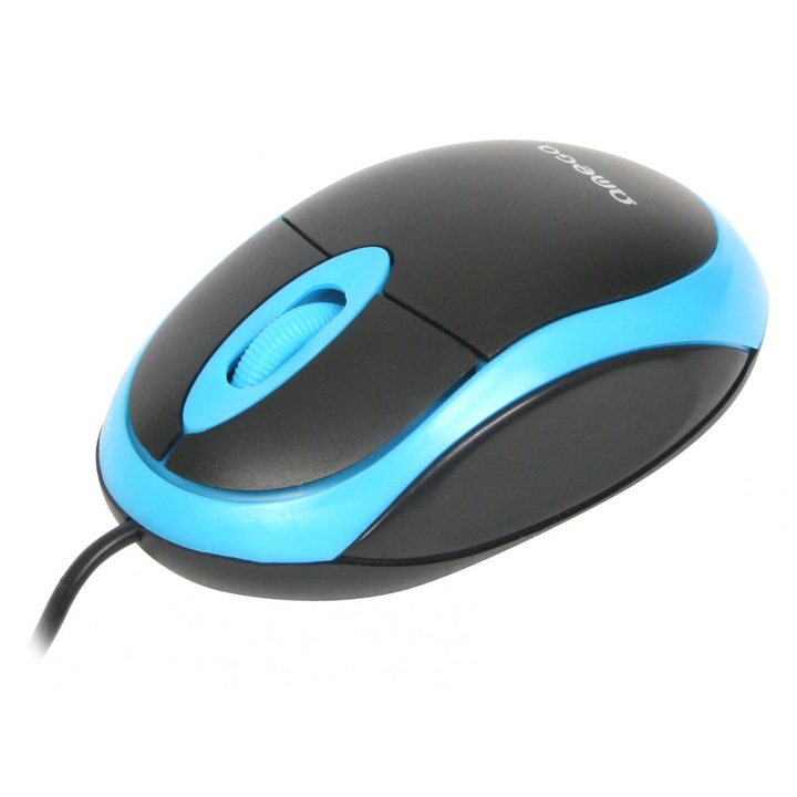 Mouse USB, Omega 41644 OM-06V, 1200 DPI, 95x57x33mm, cablu 110cm, negru cu albastru 1200 dpi Negru