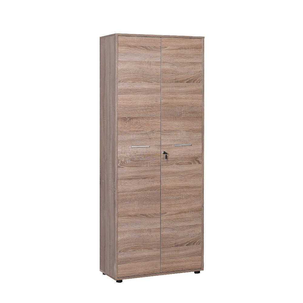 Biblioteca Adore New York Office, 2 usi cu cheie, 5 rafturi, Latte, 72x187x34 cm