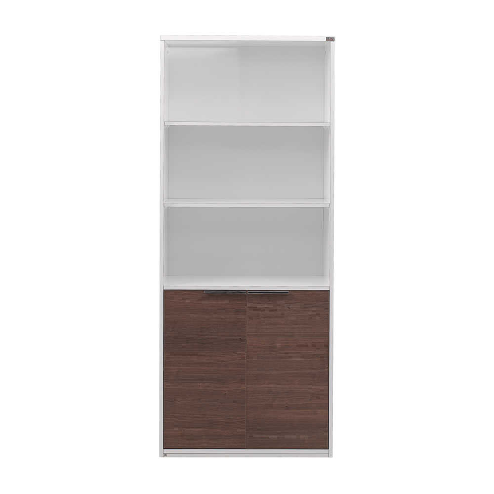 Biblioteca Adore New York Office, 2 usi, 5 rafturi, Nuc, Alb Lucios, 76x183x34 cm