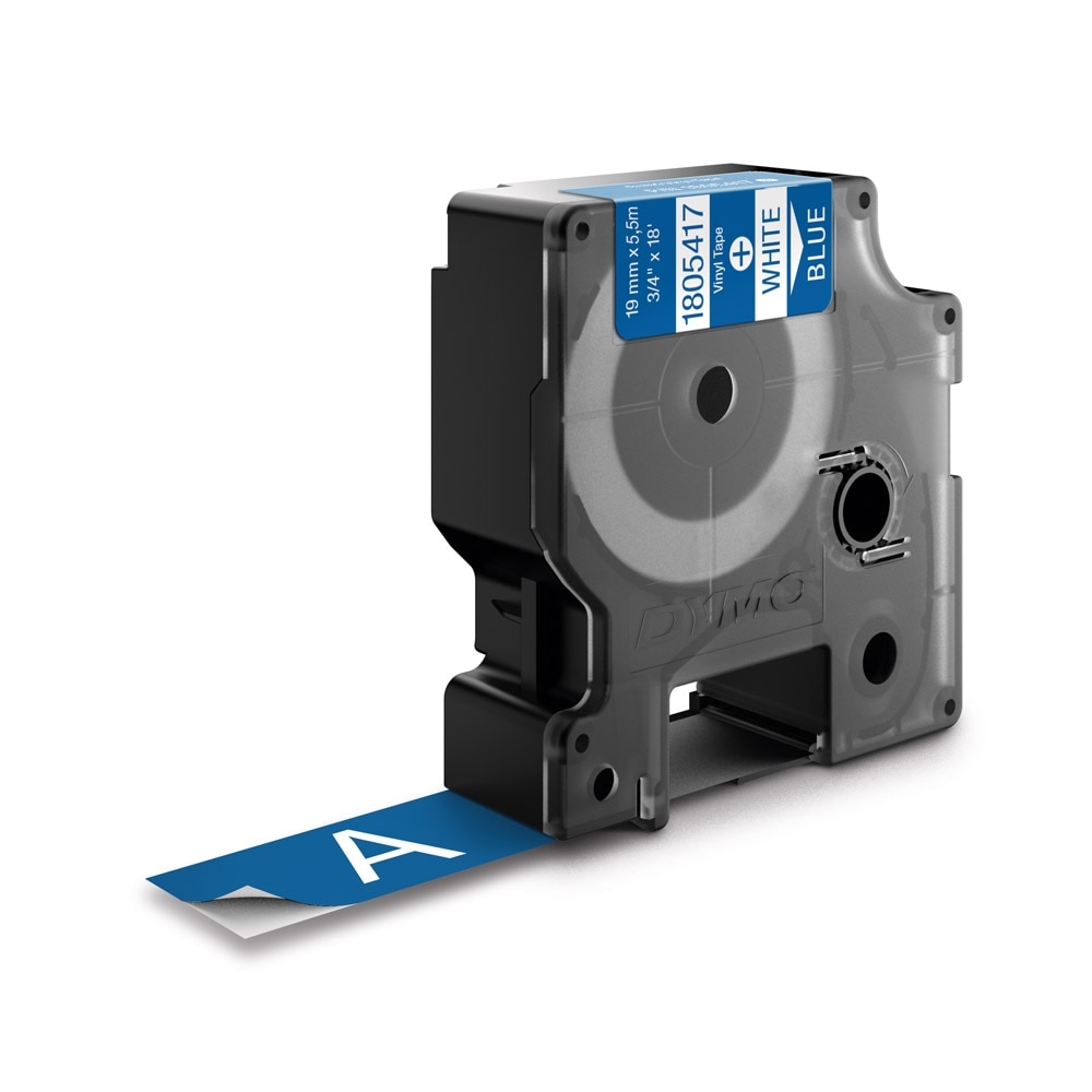 Etichete industriale autocolante, DYMO ID1 vinil, 19mm x 5.5m, alb/albastru, 1805417
