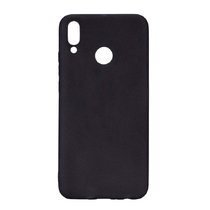 Husa silicon antisoc cu microfibra in interior compatibila cu Huawei P Smart 2019 Negru