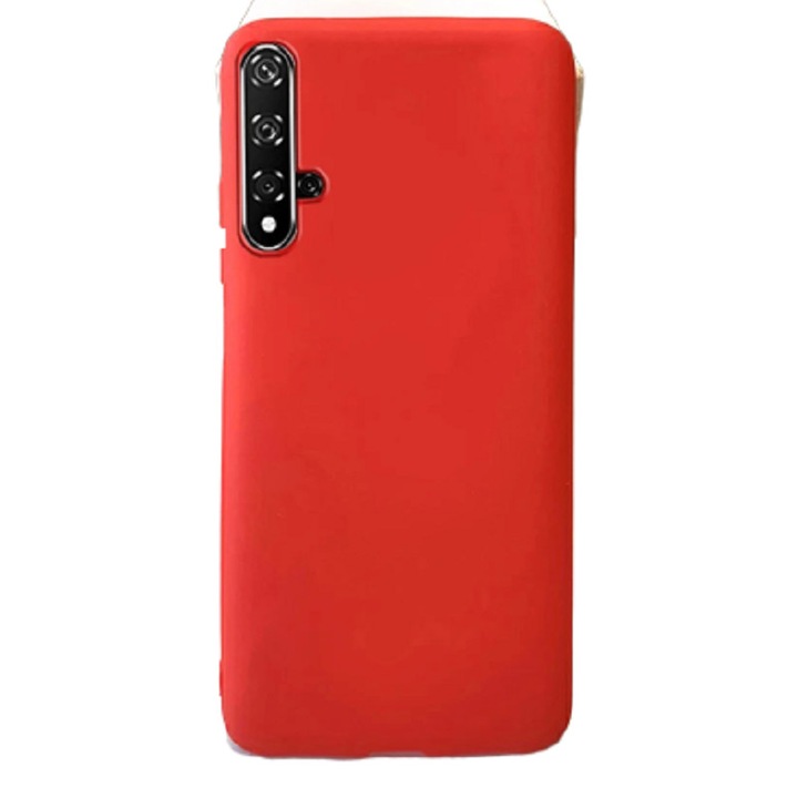 Противоударен силиконов калъф с микрофибър отвътре Huawei Nova 5T Red