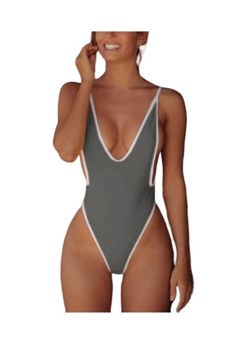 Монокини бански с гол гръб, Графитено сиво