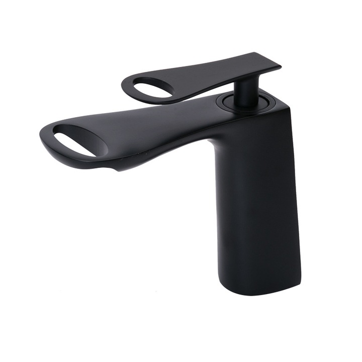 Mosdócsaptelep, TRENDY S, fürdőszobai mosdóhoz felszerelhető, fekete matt