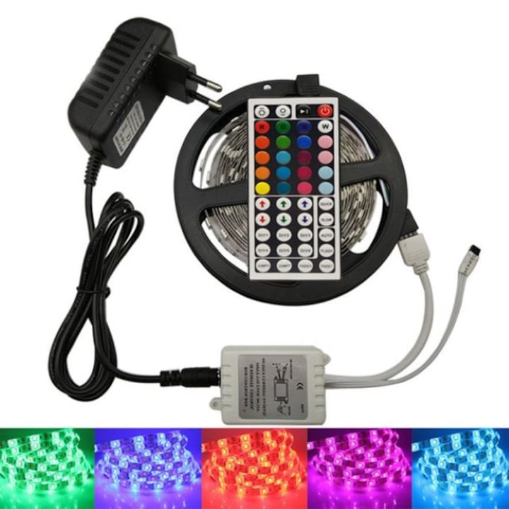Комплект 5 м RGB LED лента, FLAGLIGHT, SMD5050 30 LED/m IP20+IR контролер 44 key+адаптер 3A