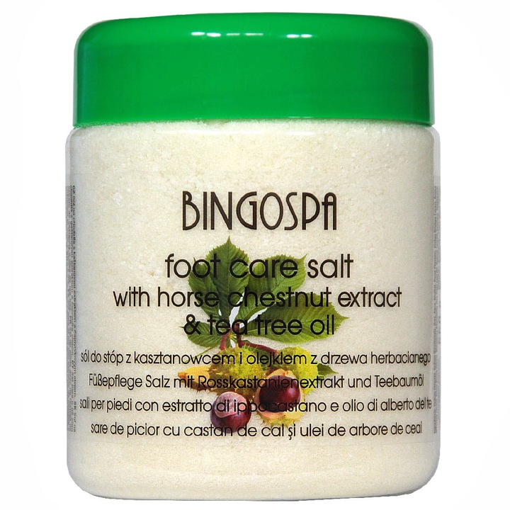 Sare pentru picioare cu extract de castan si ulei de arbore de ceai BingoSpa 550g