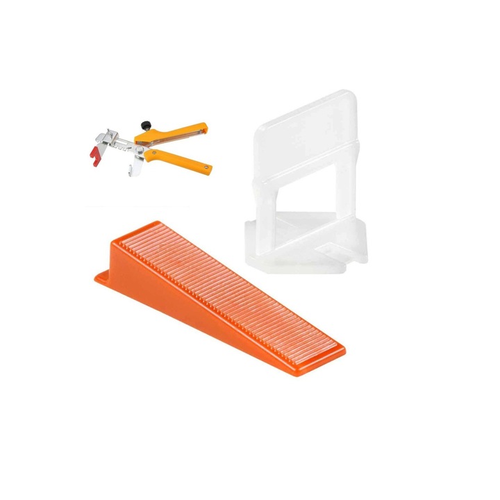 Set STARTPLUS nivelare gresie 2.0 mm(300+100+1)-300 clipsuri, 100 pene si 1 cleste metalic gama PROExpert