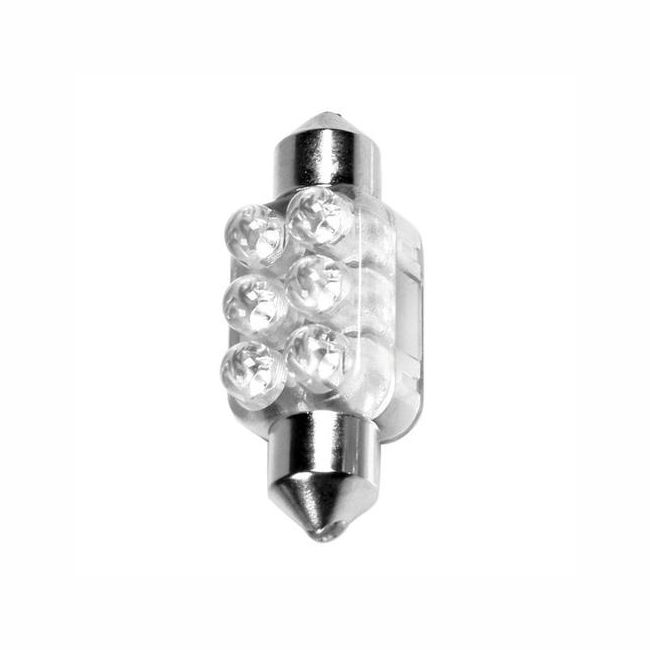 Bec auto LED Lampa, 6 LED-uri Sofit, 12V, SV8.5-8, alb