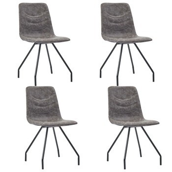Set 4 scaune bucatarie, vidaXL, Piele ecologica/Otel, 45,5 x 53 x 87 cm, Maro inchis