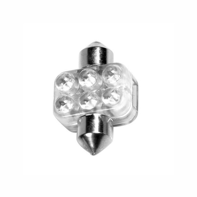 Bec auto LED Lampa, 6 LED-uri Sofit, 12V, 18 x 31 mm, SV8.5-8, albastru