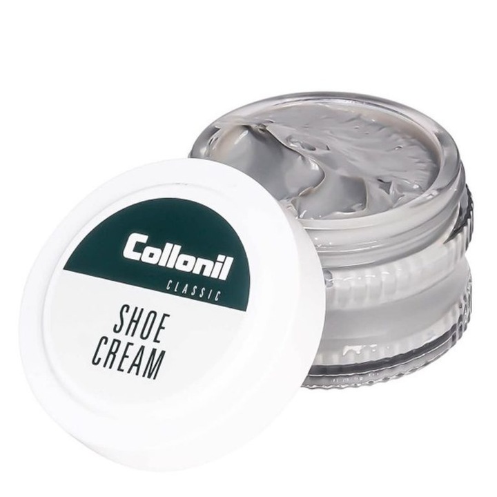 Crema de pantofi cu ulei de migdale Collonil Waterstop Colours, 75 ml, gri deschis