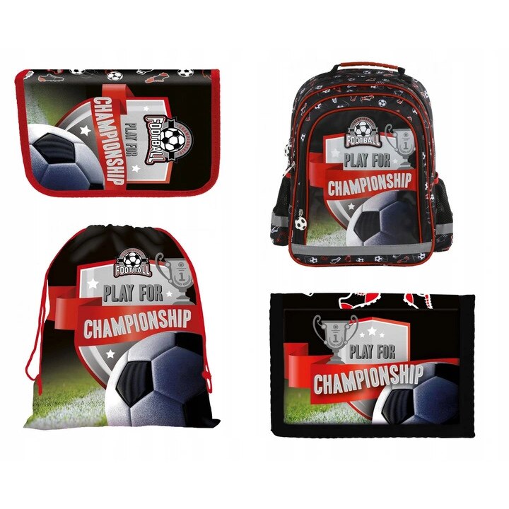 Set rucsac scoala, football, penar, portofel, sac pentru, multicolor