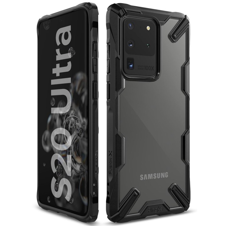 AZIAO Tech X Design Case за Samsung Galaxy S20 Ultra 4G / S20 Ultra 5G, Fusion Smart Protection, Anti-Impact, Extra Grip Texture, Anti-Drop Test, Military-Grade Protection, Titanium Black