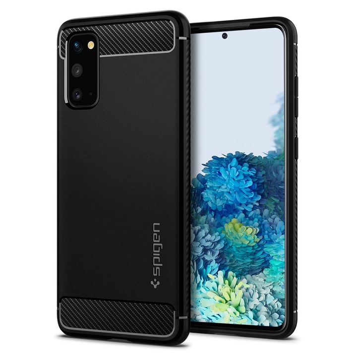 Силиконов кейс Spigen, За Samsung G980 Galaxy S20, Rugged Armor, Matt, Черен