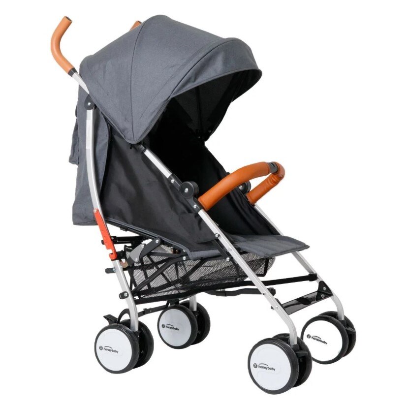 Carucior pentru copii, Zola®, gri, negru si maro, cu maner