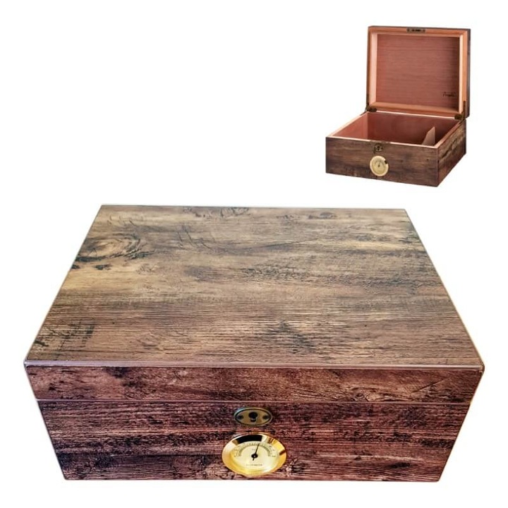 Кутия за пури Eleon 920620, масивен капак, 30 пури, антично дърво, кафяв