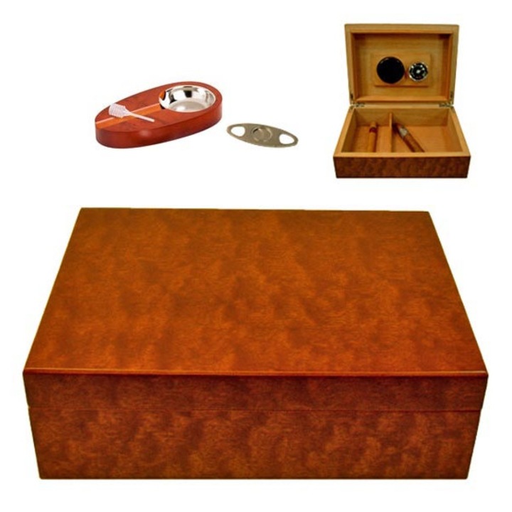 Кутия за пури Eleon 920600, подаръчен сет с 5 броя аксесоари за пури, 20 пури, кестеняв