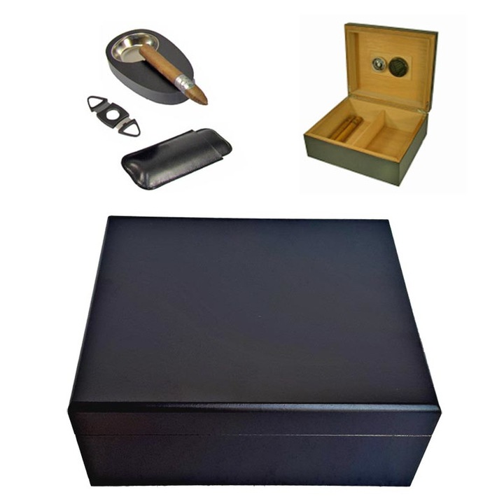 Кутия за пури Eleon 920300, подаръчен комплект с 6 броя аксесоари, 30 пури, черен