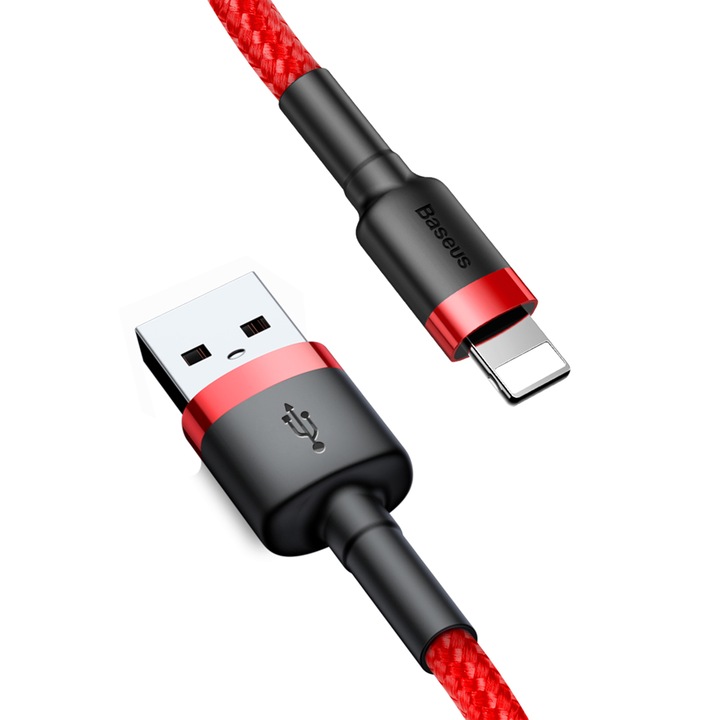 Cablu de Date USB la Lightning 1.5A, 2m, Baseus Cafule (CALKLF-C09), Red