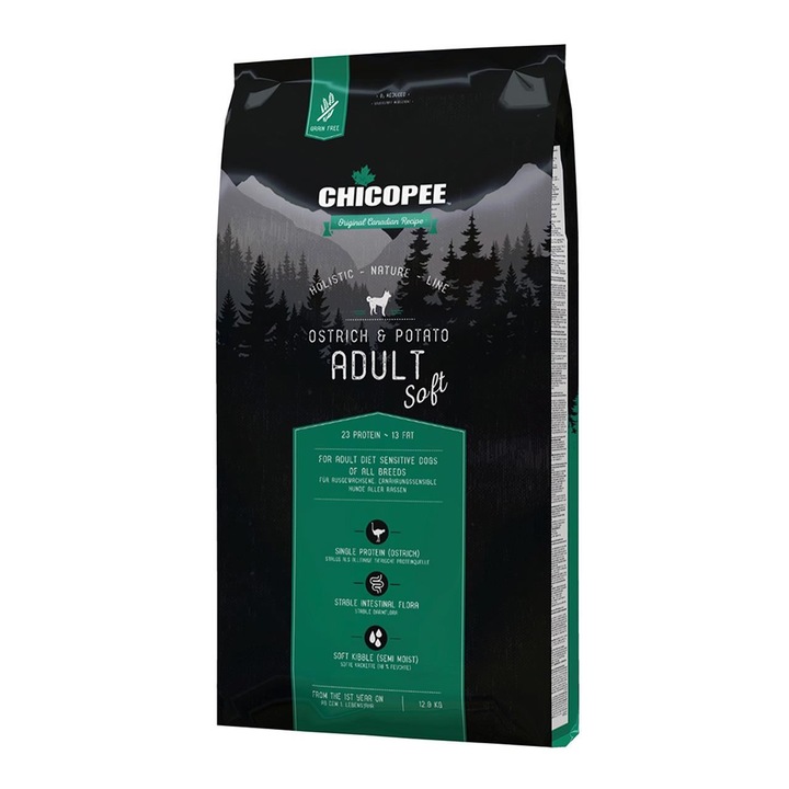 Hrana uscata pentru caini Chicopee Holistic Nature Line Soft Adult Strut si Cartofi 12 kg