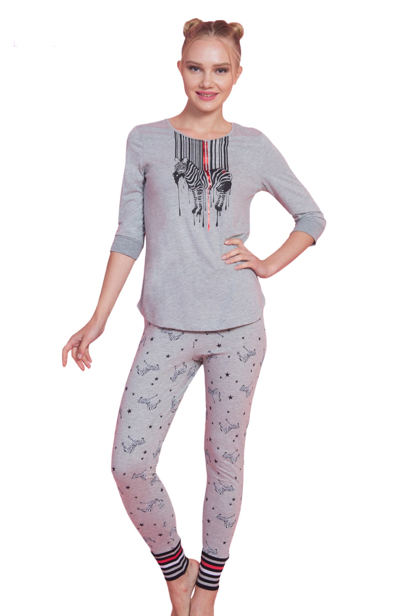 Pijama dama Vienetta , model Freedom, gri melange