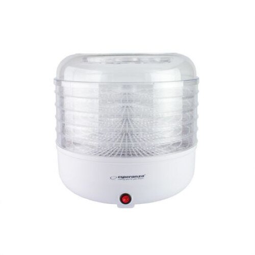 Deshidrator Alimentar Esperanza, Putere 125 W, 5 Tavi Transparente, Ideal pentru fructe&legume, Design Modern, Argintiu
