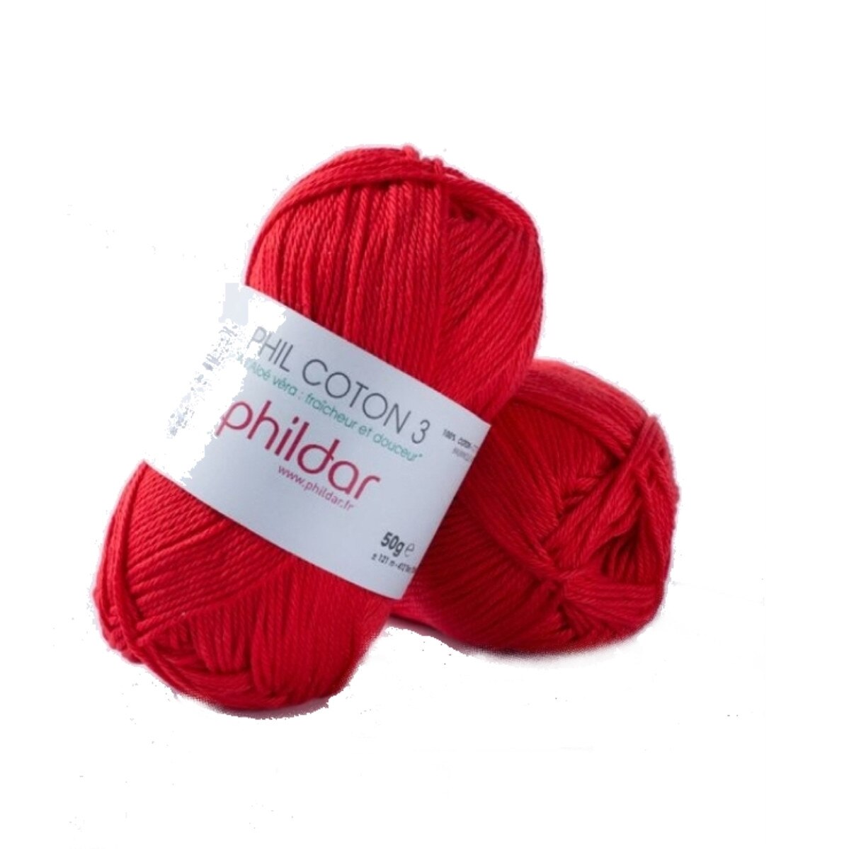 Fir pentru impletit Phil Coton 3, Cerise, lungime 121 metri