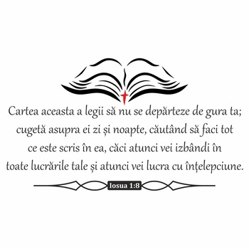 Sticker Decorativ, pentru perete, verset din Biblie, Iosua 1:8, Citate si mesaje, negru si rosu, 110x57 cm Sticker Decorativ, pentru perete, verset din Biblie, Iosua 1:8, Citate si mesaje, negru si rosu, 110x57 cm