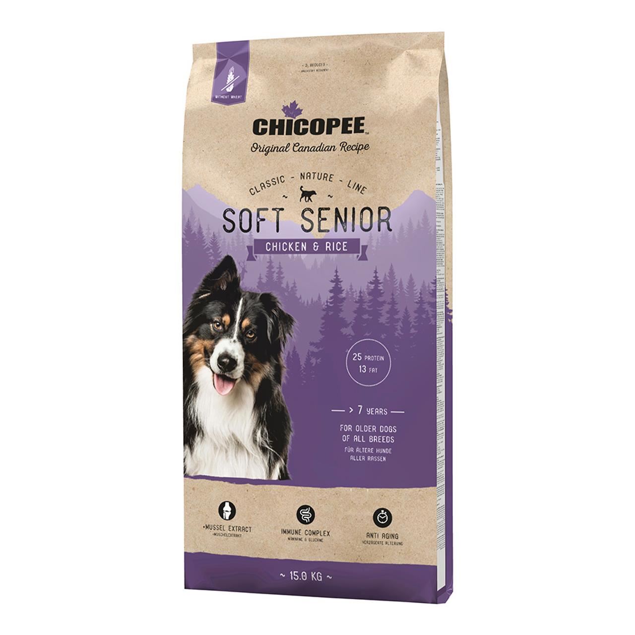 Hrana uscata pentru caini Chicopee Classic Nature Line Soft Senior Pui si Orez 15 kg