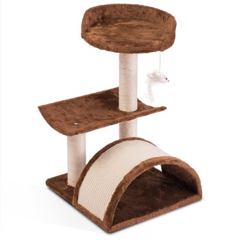 Ansamblu Casa de Joaca pentru Pisici, 2 Nivele, 58 cm, Culoare maro Ansamblu Casa de Joaca pentru Pisici, 2 Nivele, 58 cm, Culoare maro