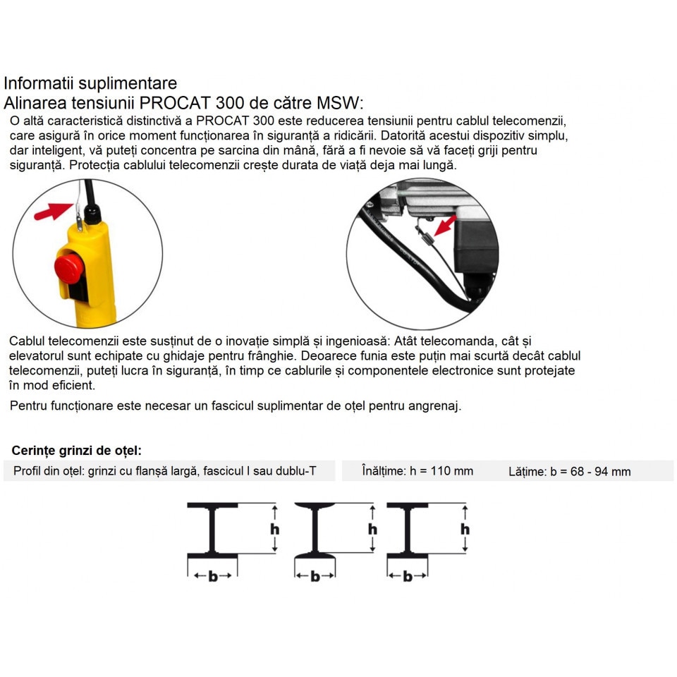 Elektromos daru (elektromos emelő) + kocsi 300 Kg 600W PROCAT 300 MSW ...