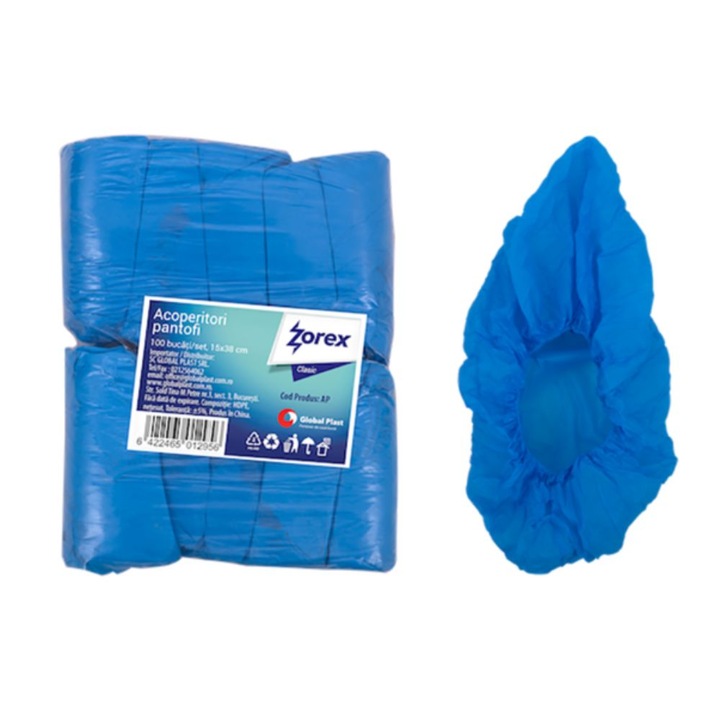 Zorex Eldobható,műanyag lábzsák 15x38 cm, 100 db, Kék
