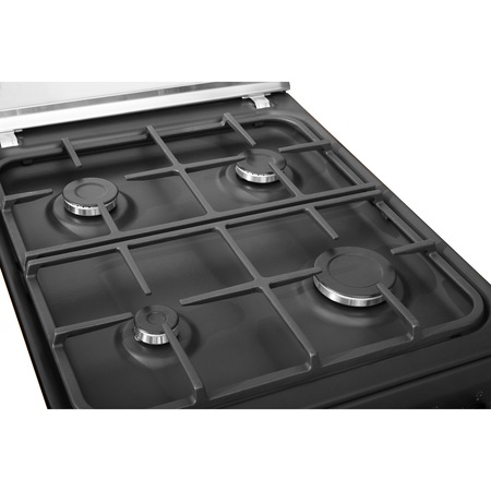 Aragaz rustic Indesit IS5G8MHA/E, Mixt, 4 arzatoare, Aprindere electrica, Gratar fonta, Cuptor electric, 68 , Autocuratare hidrolitica, 50 cm, Negru